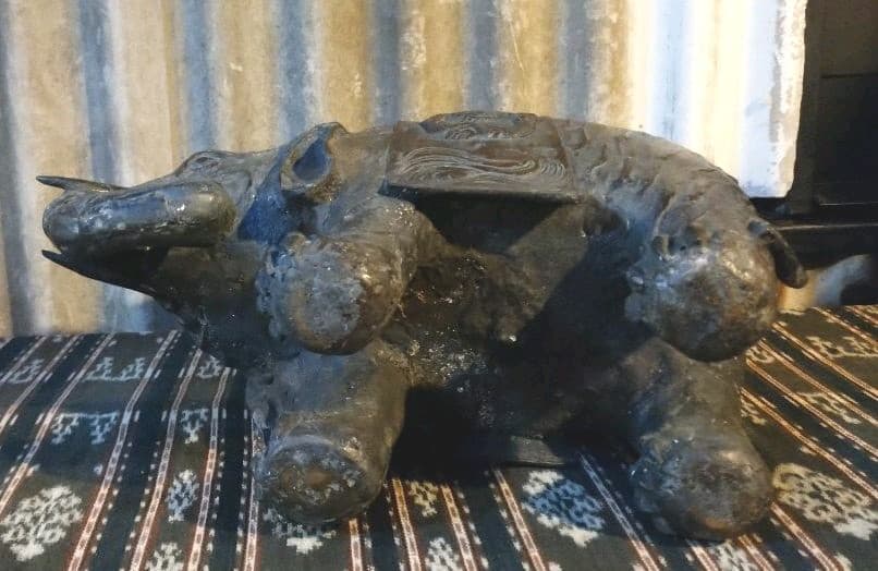 中国　象の置物　金属