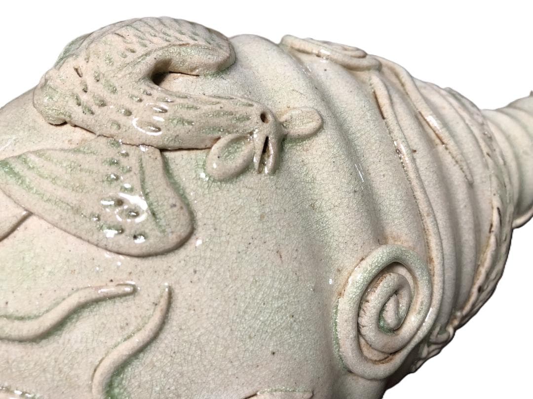 【 龍鳳凰文青磁釉高肉瓶 】　　唐～宋代　中華古玩