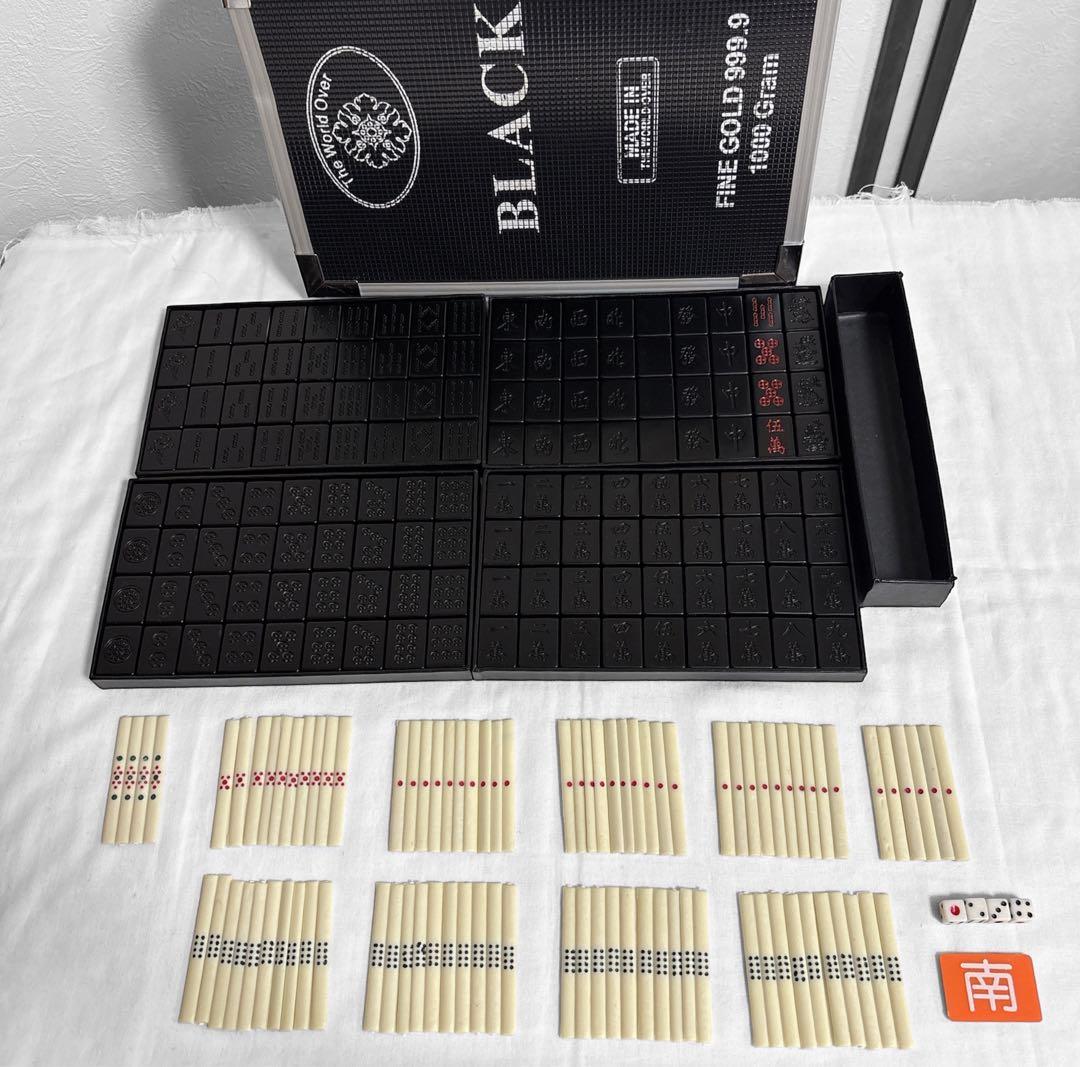 ◆超レア◆市川屋 麻雀牌 オールブラック blacb fine gold