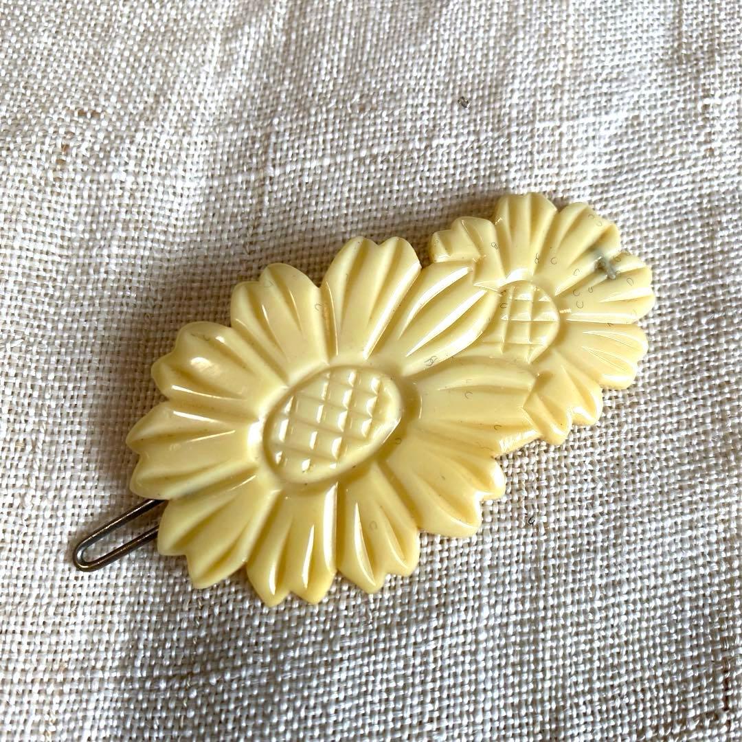 セルロイド アイボリー 花形ヘアピンセット レトロロマン 和装 ビンテージ