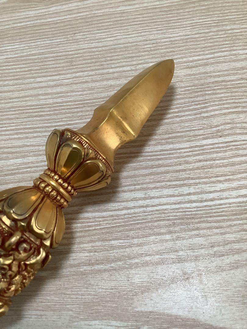 SALE《 新品 》 24金張　独鈷杵　鬼面　法具　特大　約24.5センチ　57