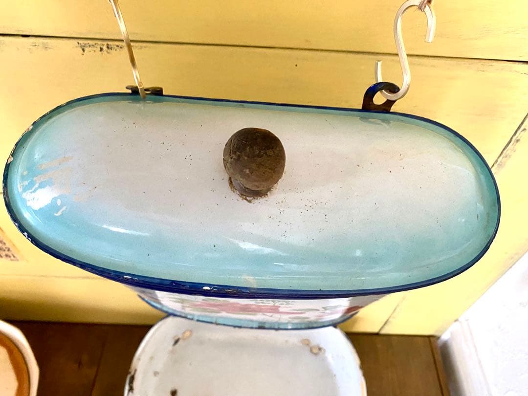 希少　フランス　アンティーク　ホーロー　ファウンテン　花柄