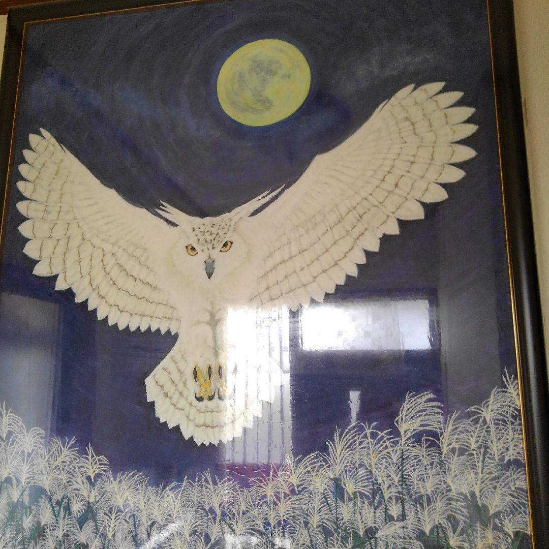 フクロウと月　50号サイズ