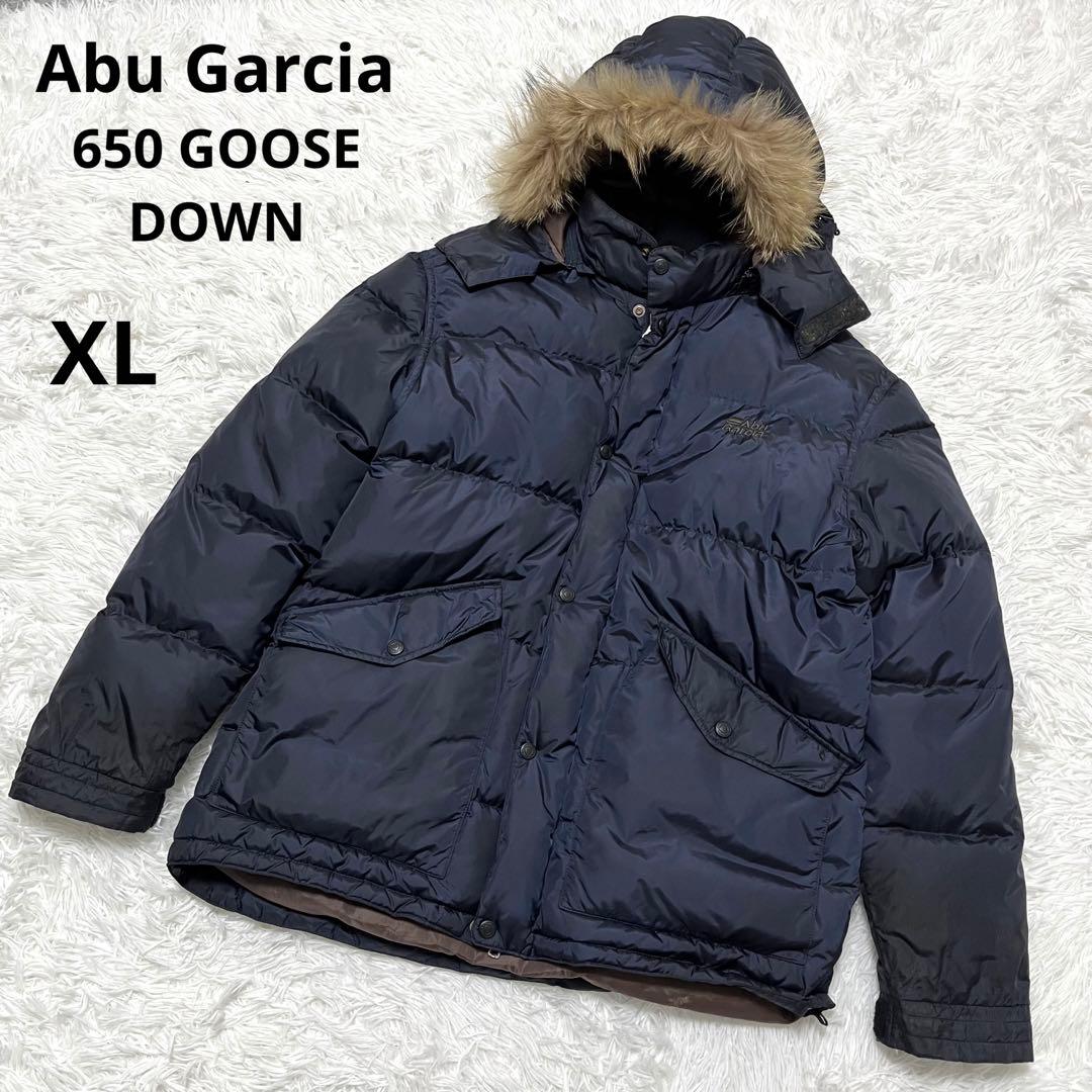 アブガルシア　ダウンジャケット　650グースダウン　XL ネイビー　刺繍ロゴ