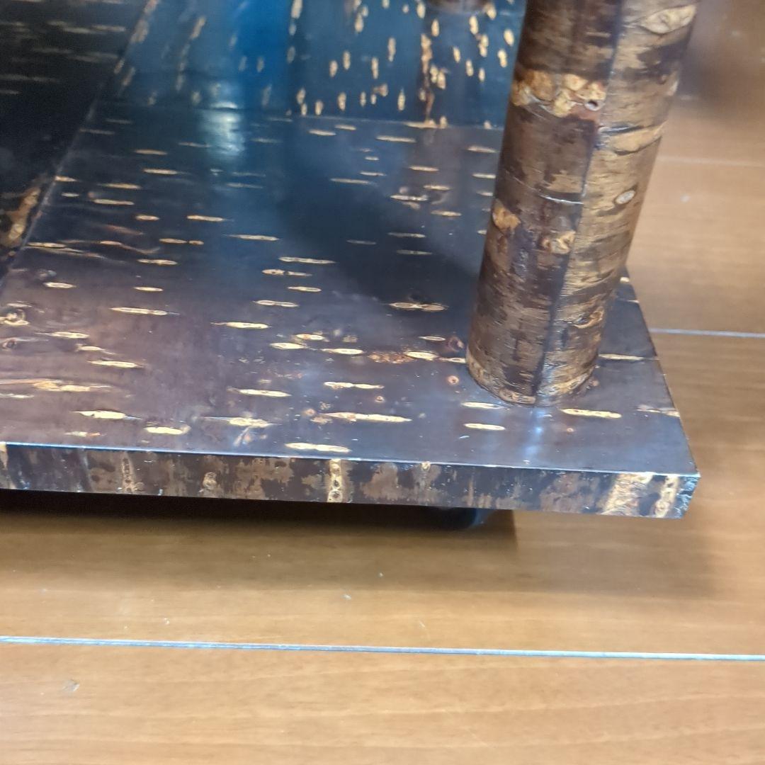 樺細工　キャスター付きポットワゴン　茶道具　飾り棚　ラック　桜　伝統工芸　レトロ