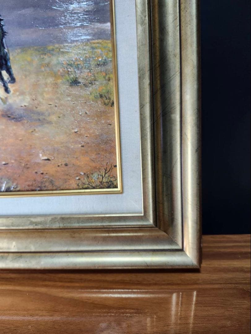 馬の群れ 絵画 ゴールドフレーム