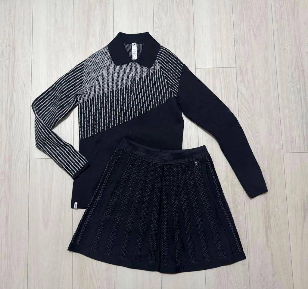 新品 アディダス セットアップ ゴルフ 秋冬 スカート プライムニット 長袖 襟