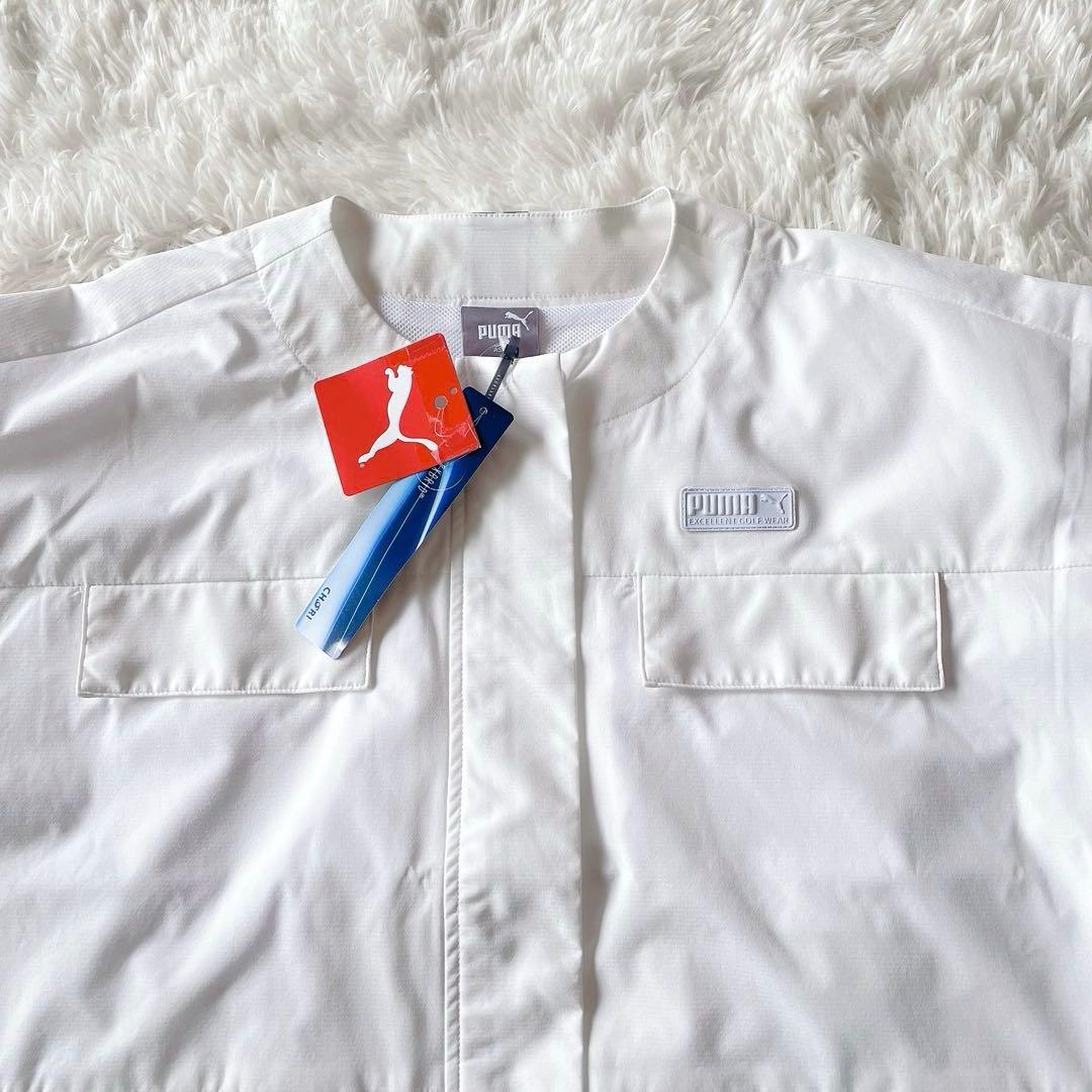 新品PUMA プーマ TEXBRID ゴルフジャケット L 白 ノーカラー