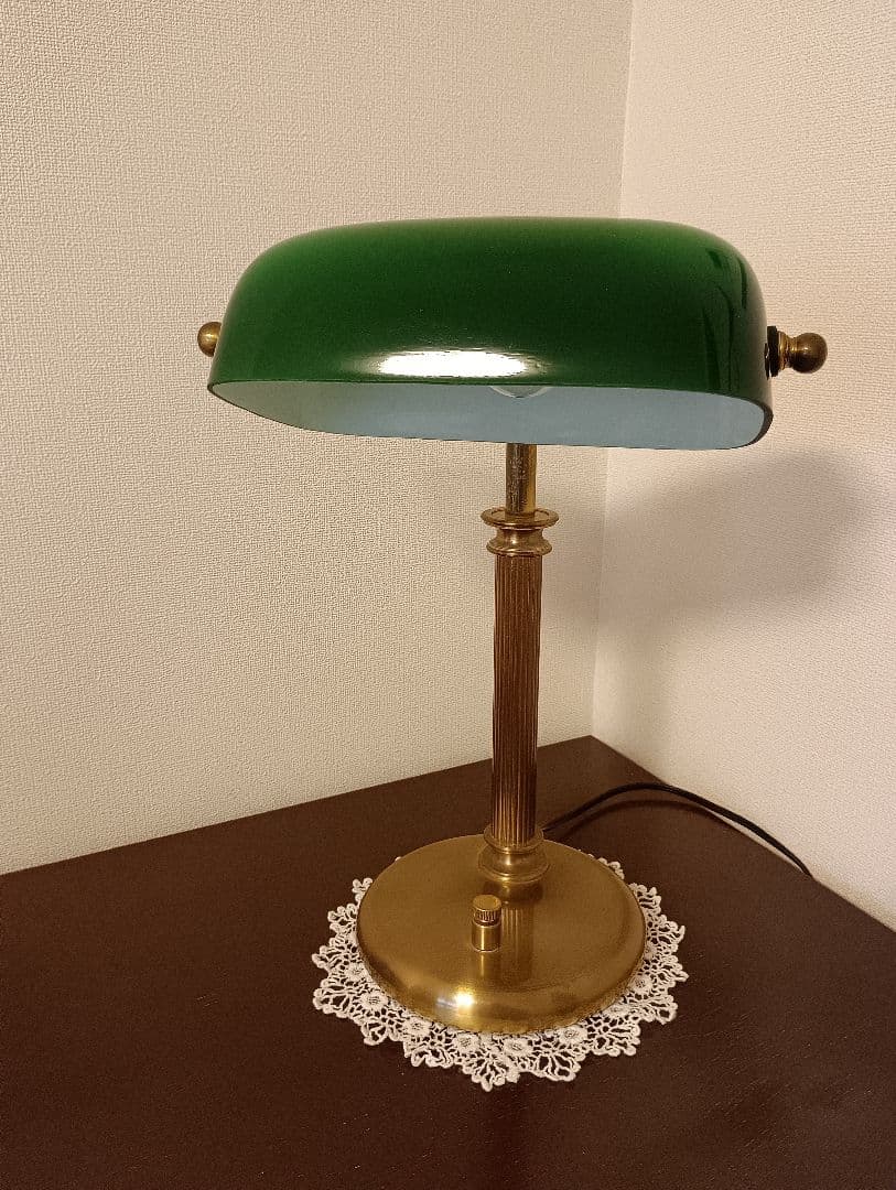 クラシック　グリーンシェード　真鍮調デスクスタンド 池田製作所　日本製