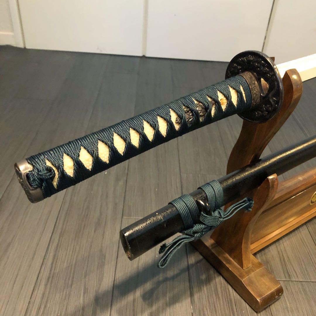 本格模造刀　太刀　居合刀　本研波刃　緑拵え　 刃長