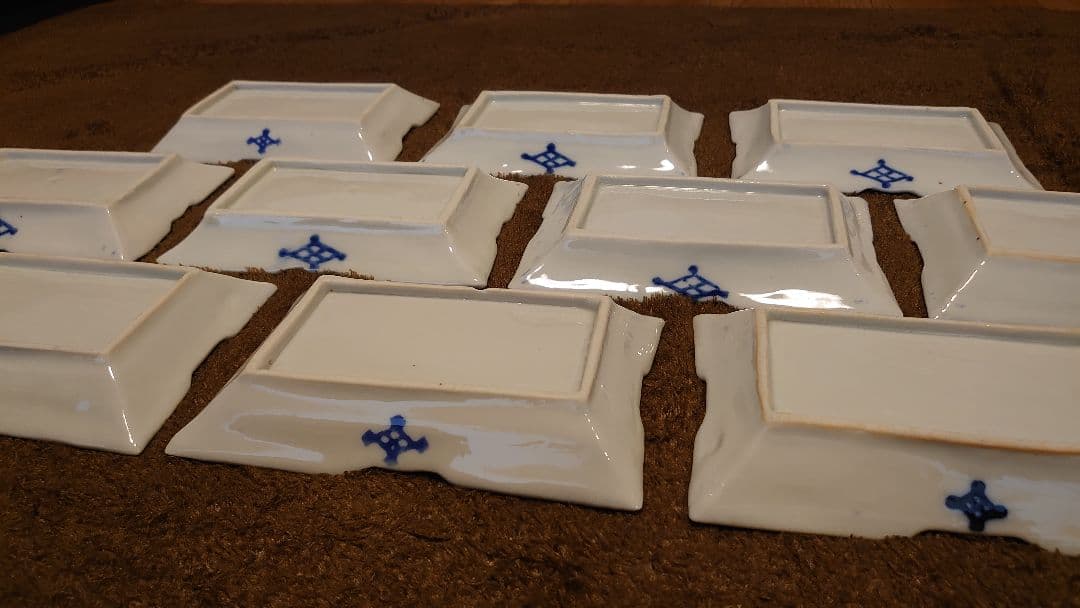 古伊万里　伊万里　色絵　角皿　菓子皿　蔵出し　１０客