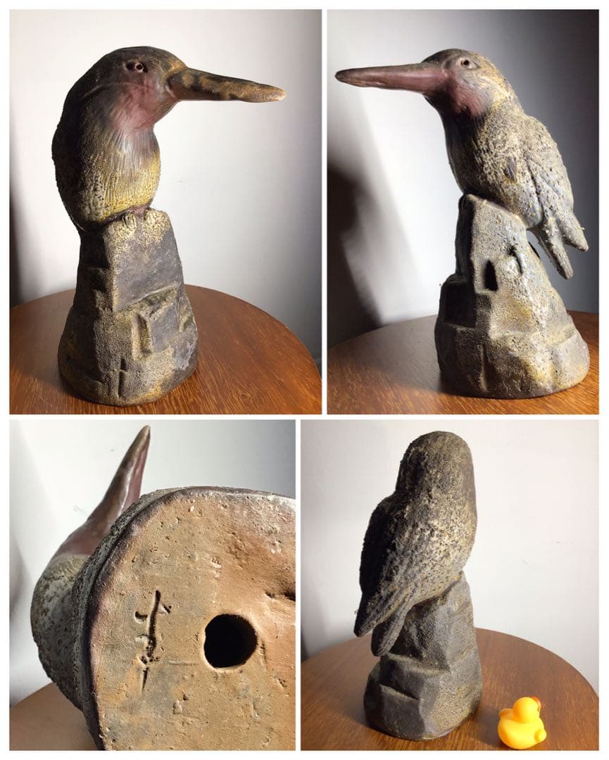 旧家初出し 備前焼 人間国宝 陶工 野鳥の置物 古美術品 時代物