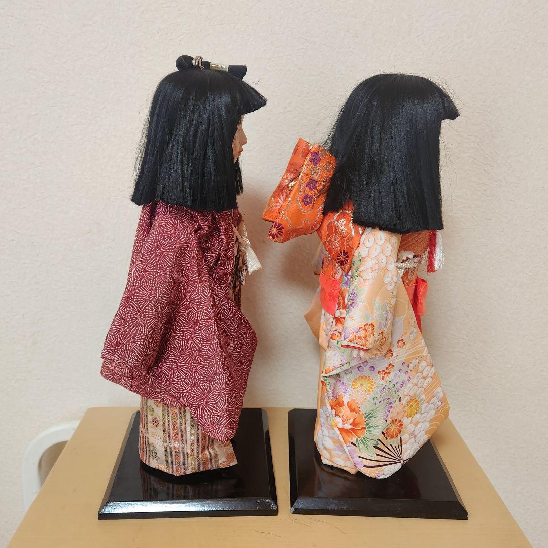 市松人形 男の子と女の子 2体セット 日本人形 正絹の衣装 本松 昭和レトロ