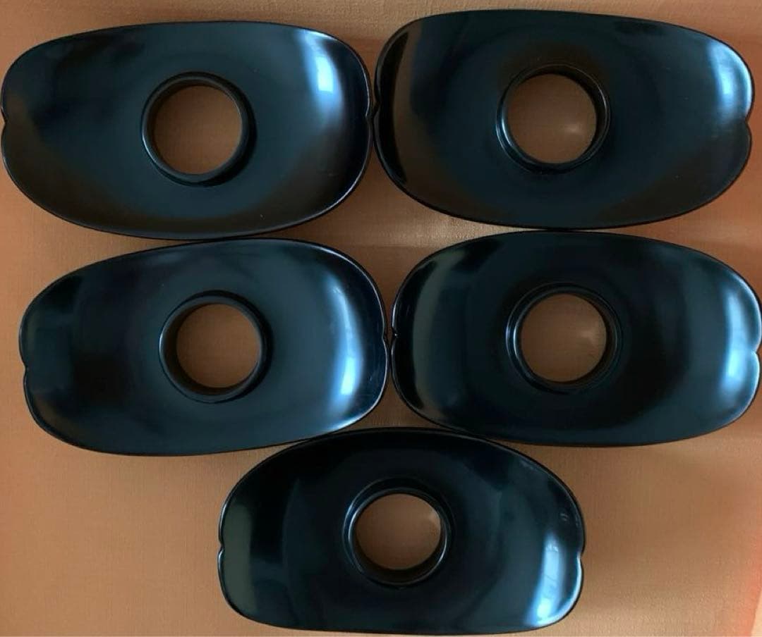 希少　伝統工芸品　輪島塗　高級　高台茶托 5客　黒　無地　珍品