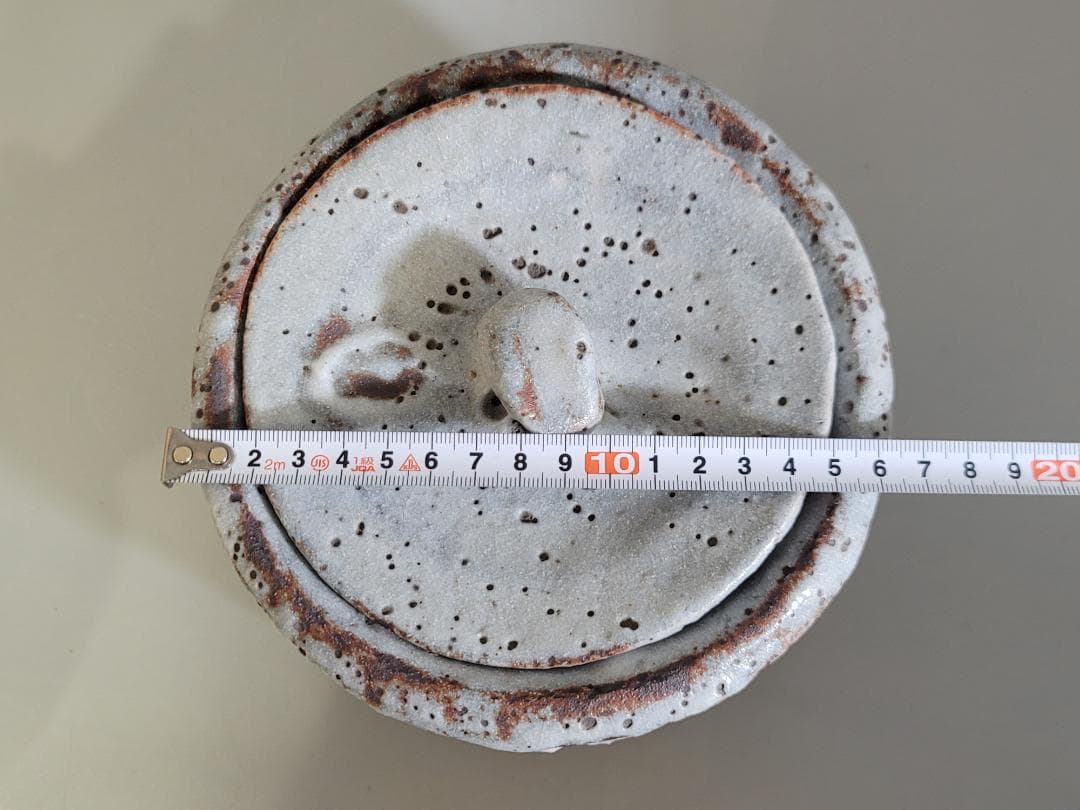 茶道具 鼠志野 水指 塗替蓋 共箱 DT475