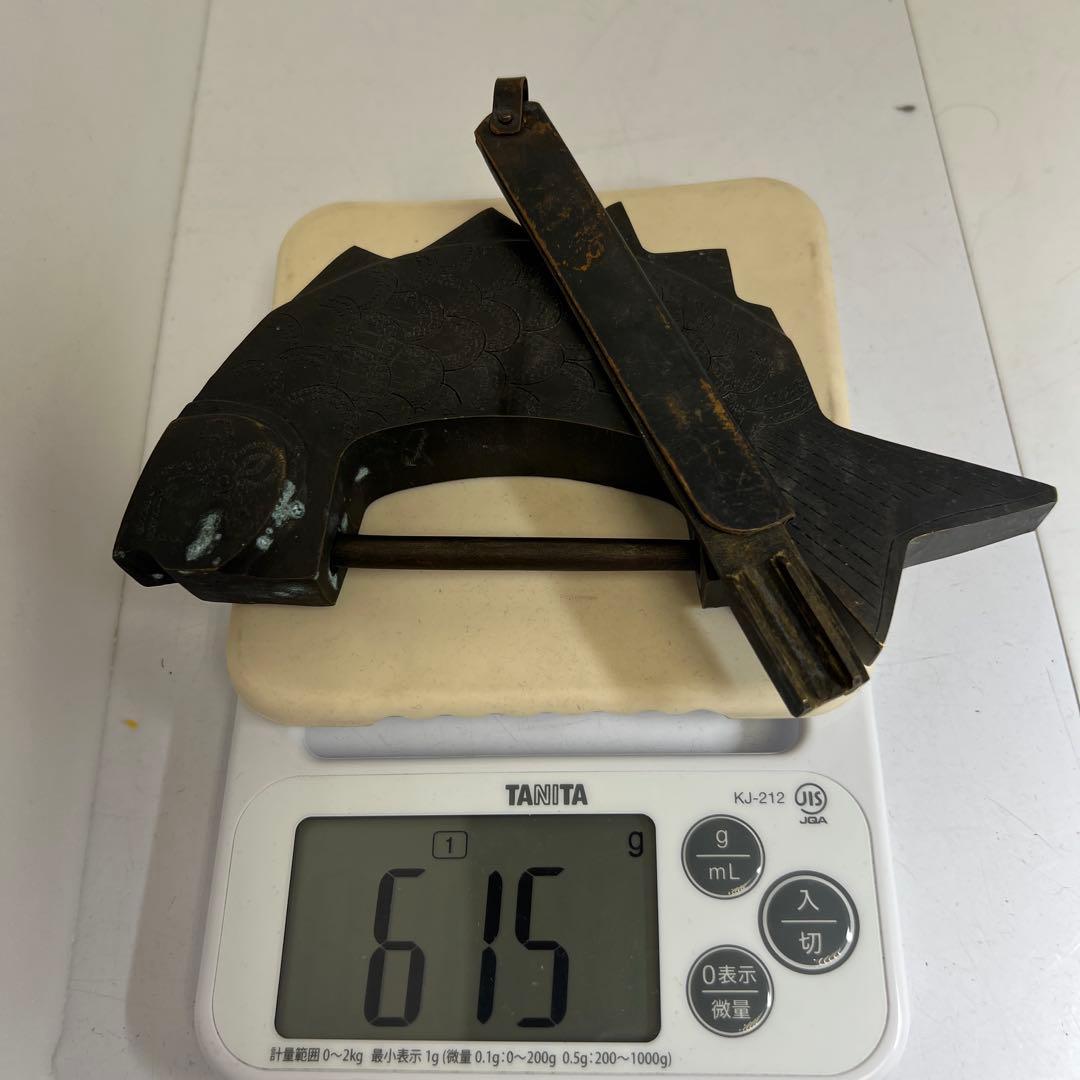 李朝　銅製魚の鍵　615g 東Y8-0203②タカサ