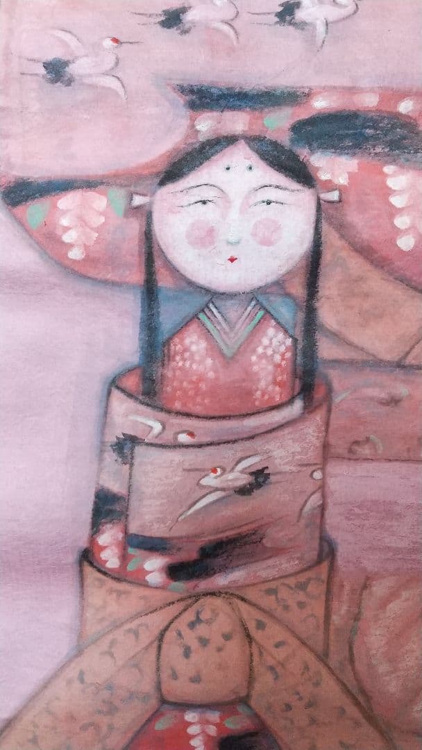 未表装 まくり 秦テルヲ 立雛図