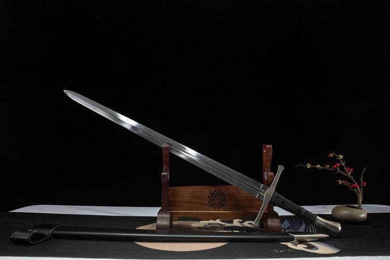 黒鞘 西洋剣 古兵器 武具 手鍛造打 鋼刀 冷兵器 護身工具 贈り物 長剣