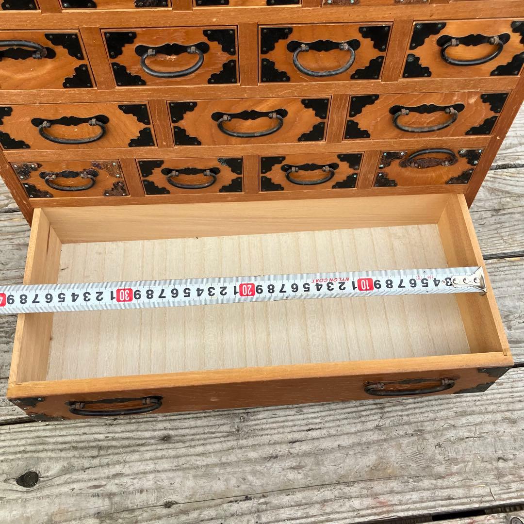昭和レトロ 木製薬箱 薬箪笥 ミニチェスト 小箪笥 引き出し収納 17杯 5段