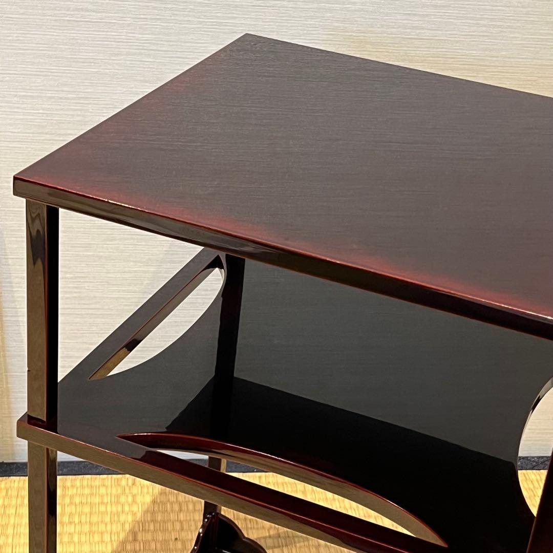 輪島塗 糸巻透し二重棚 共箱 炉・風炉用 茶道具