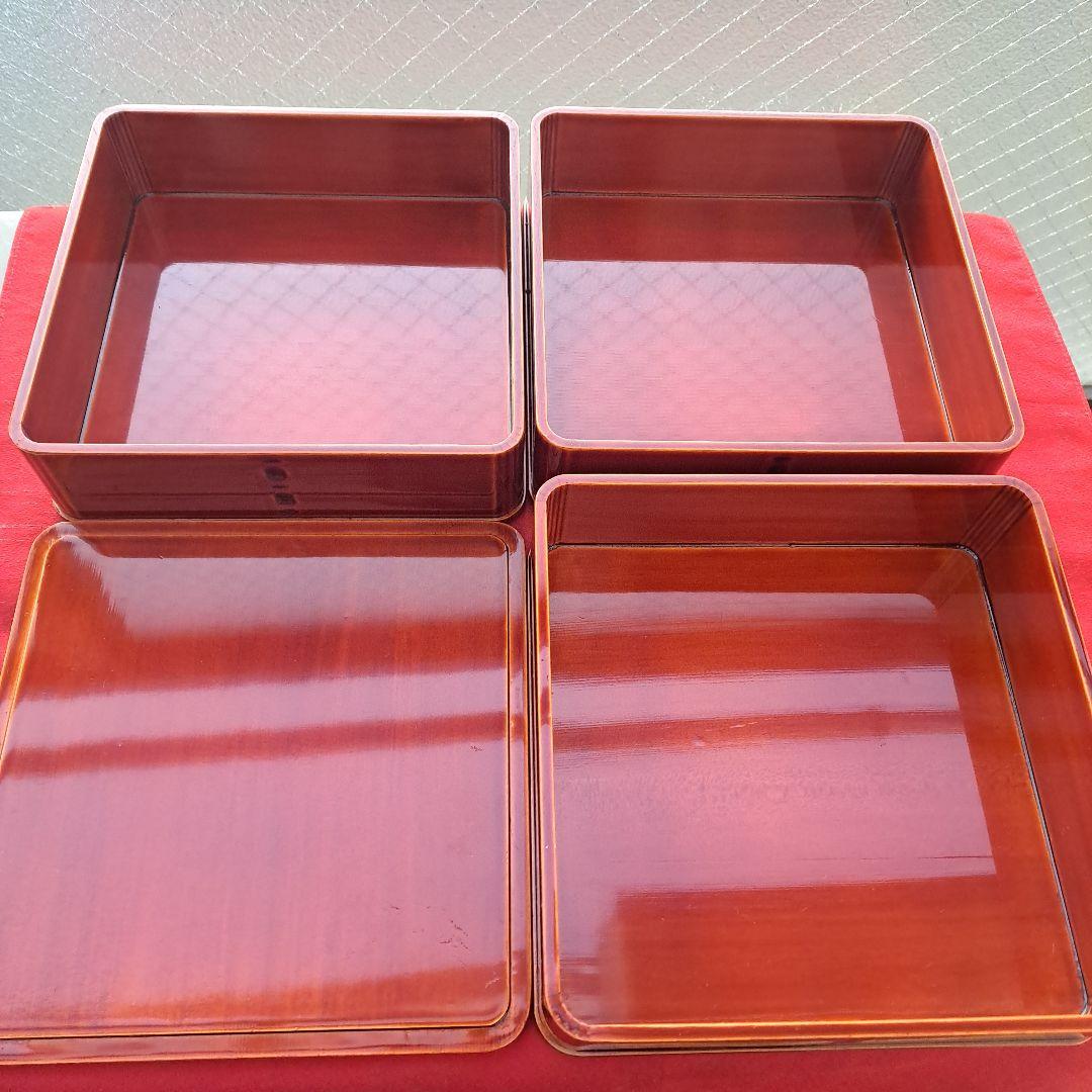 【飛騨春慶塗　6.5寸\"3段重箱】天然木製　曲げ細工　長期保管品