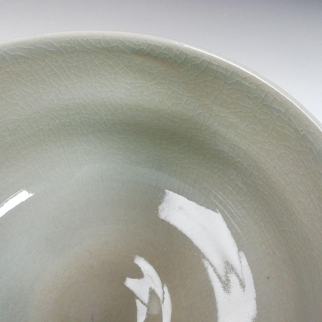 Ｗ１０４　茶碗　『肥後　高田焼』『象嵌茶碗』『十一代　上野才助 作』共箱　茶道具