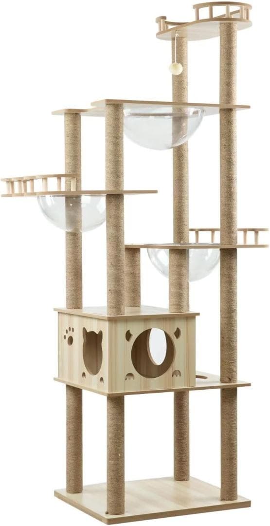 キャットタワー 据え置き型 猫タワー 爪とぎポール 猫 宇宙船 高さ185cm