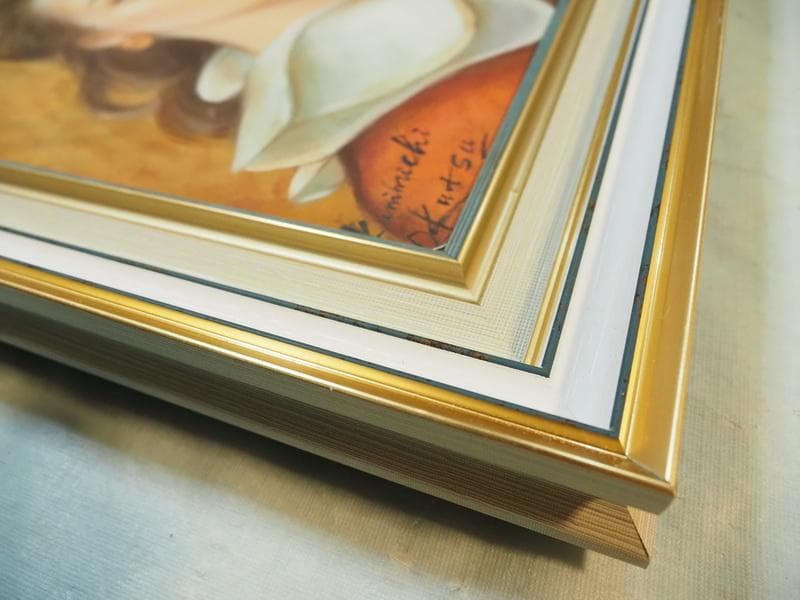 人物画　油絵　奥津国道　青春の美　F6　額付き　手描き　肉筆