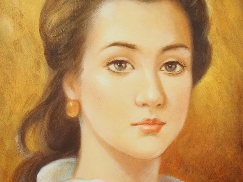 人物画　油絵　奥津国道　青春の美　F6　額付き　手描き　肉筆