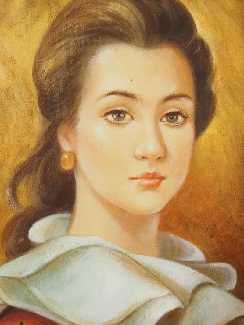 人物画　油絵　奥津国道　青春の美　F6　額付き　手描き　肉筆