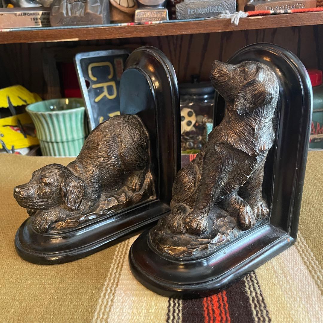 希少品！50's〜60's アメリカアンティーク　犬のブックエンド置物USA