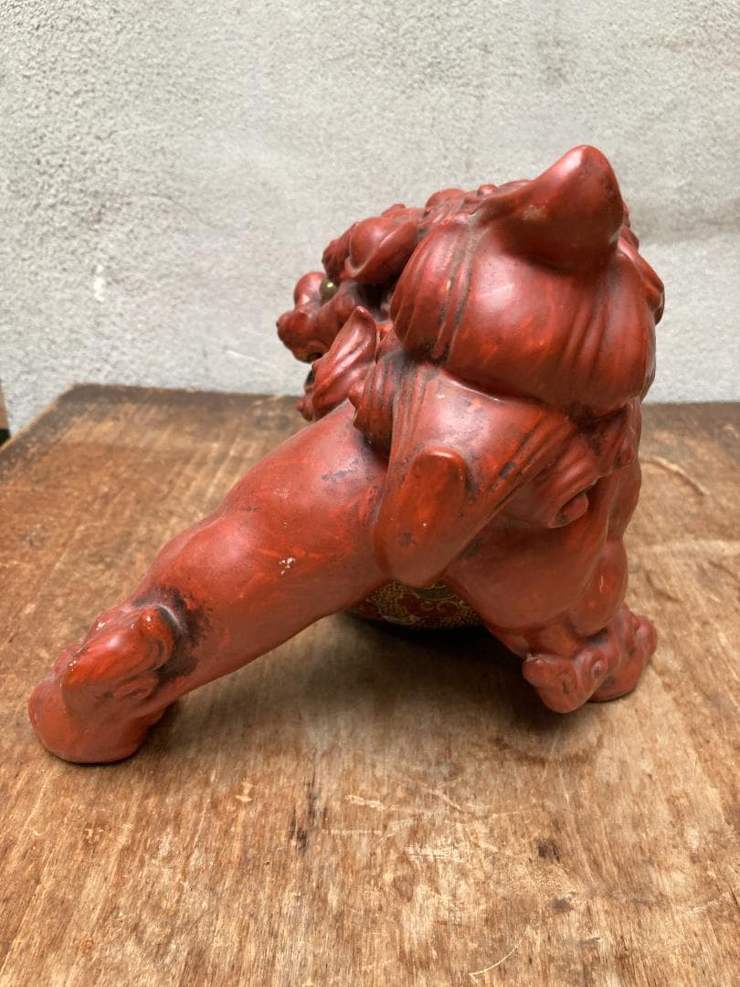 アンティーク 九谷焼 唐獅子 玉乗り獅子