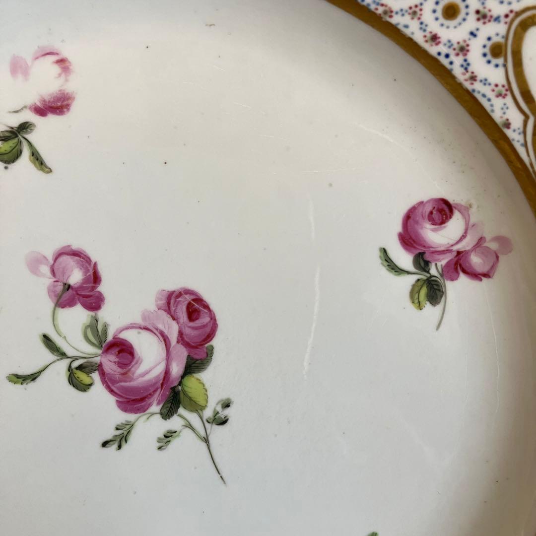 英国アンティーク　古ダービー18世紀　エドワーズウィザーズ 薔薇絵付けのプレート