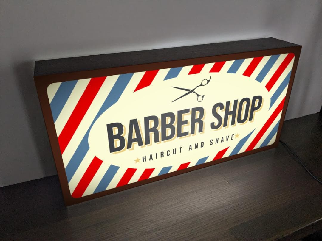 【Lサイズ】バーバー 理容 ヘアーサロン 床屋 看板 置物 雑貨 ライトBOX