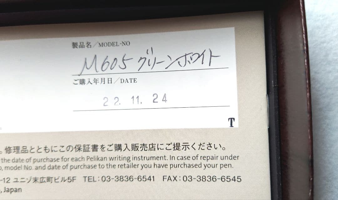 限定品　万年筆　ペリカン　スーベレーンM605　グリーンホワイト　ペン先M　中字