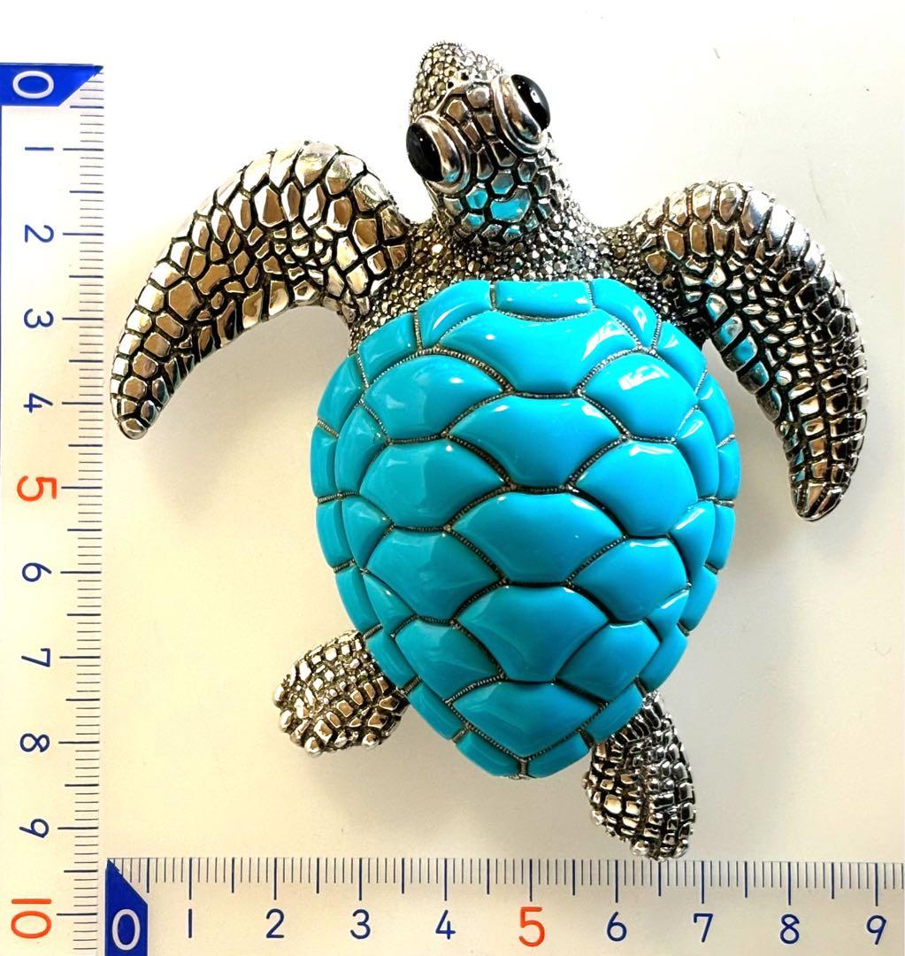 トルコ石カメの置物 シルバー製