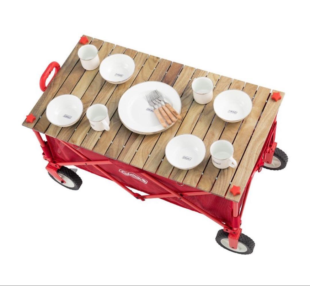 新品未開封 Coleman コールマン アウトドアワゴン ウッドロールテーブル