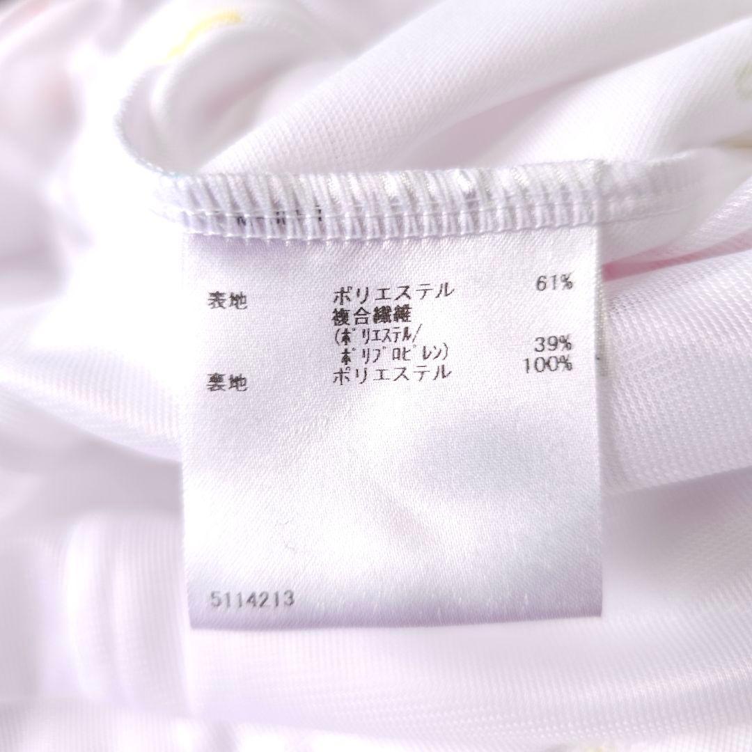 【マンシングウェア】ペンギンロゴ×ロゴ総柄 マルチカラー 半袖ゴルフワンピースL