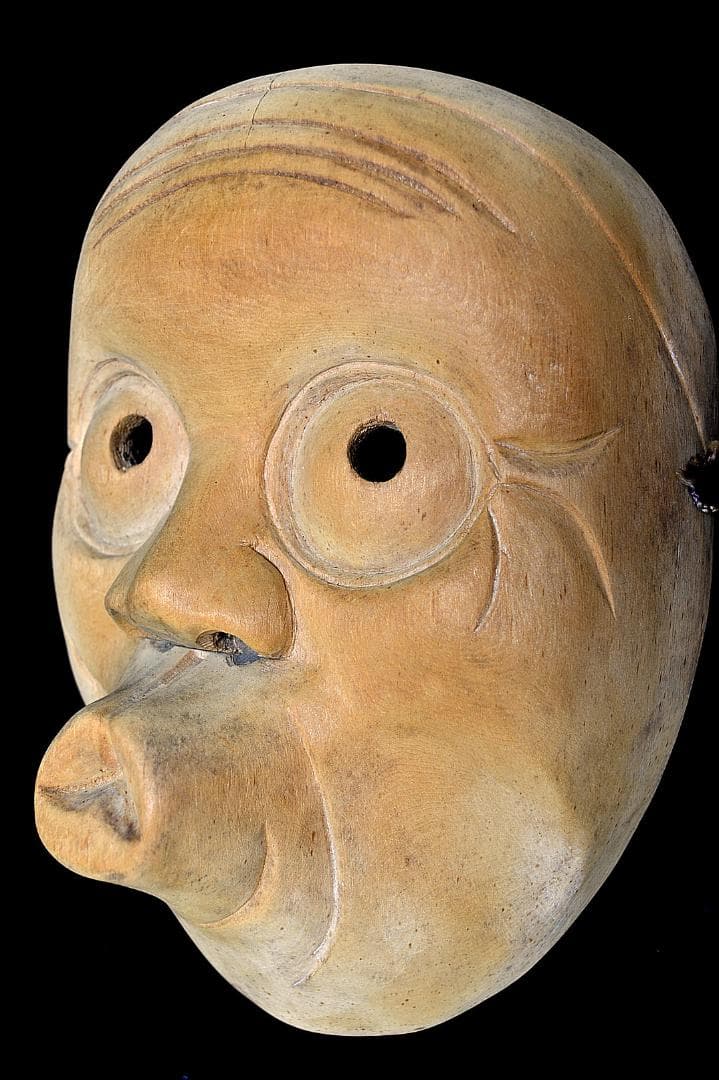 木彫り　神楽面　汐吹き面