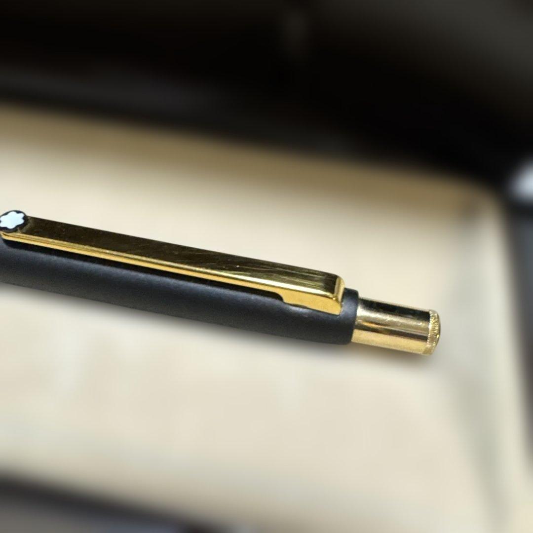 新品未使用モンブラン ノック式シャープペンSライン黒ゴールド MONTBLANC