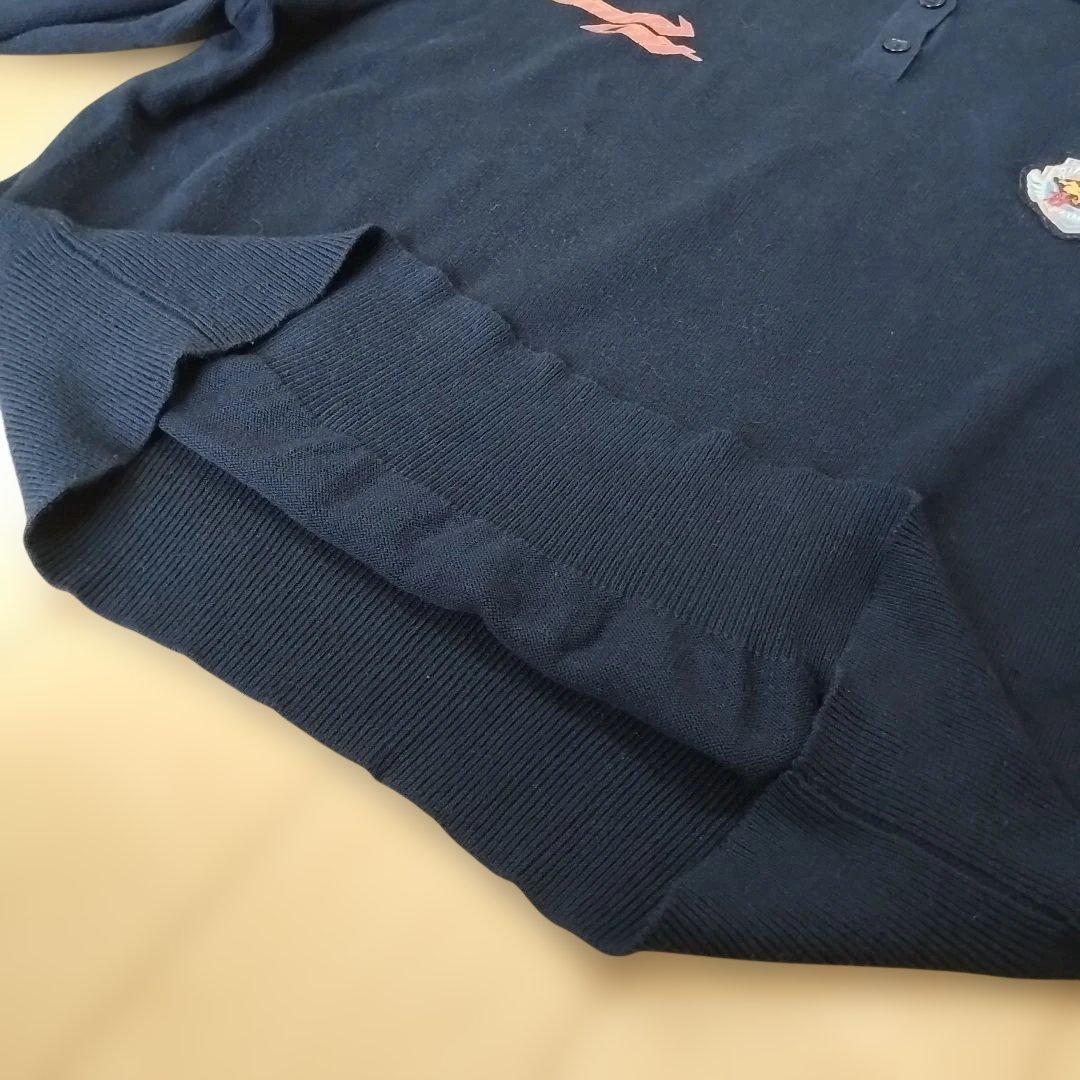 【ずっと真夜中でいいのに。】長袖ニットポロシャツ/ダークネイビー