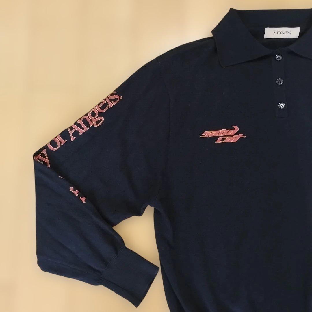 【ずっと真夜中でいいのに。】長袖ニットポロシャツ/ダークネイビー