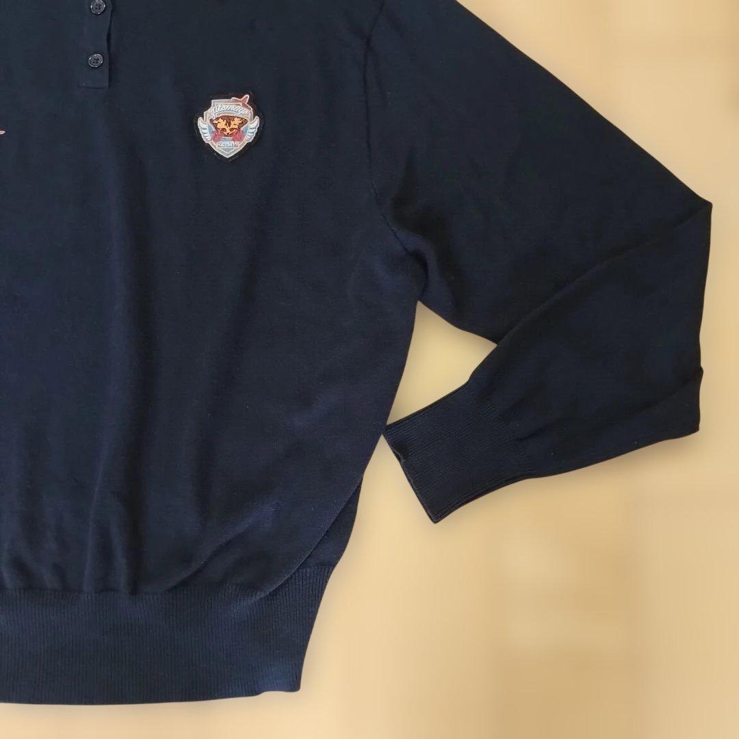 【ずっと真夜中でいいのに。】長袖ニットポロシャツ/ダークネイビー