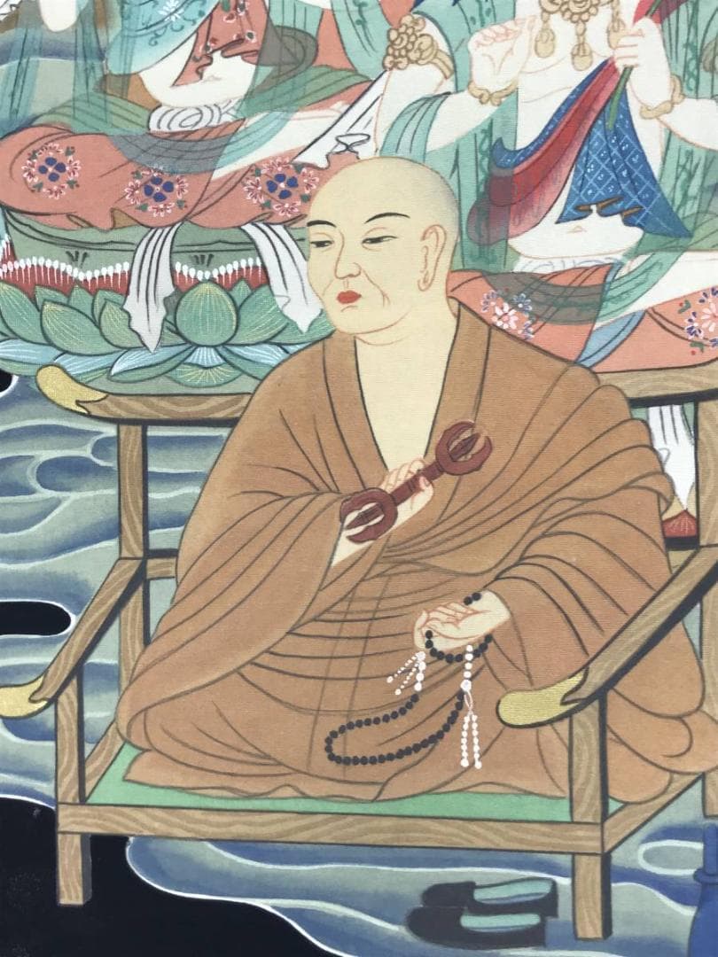 【真作】瑞象/十三佛大師来迎図/弘法大師/仏事掛/掛軸/名家伝来/AD-775