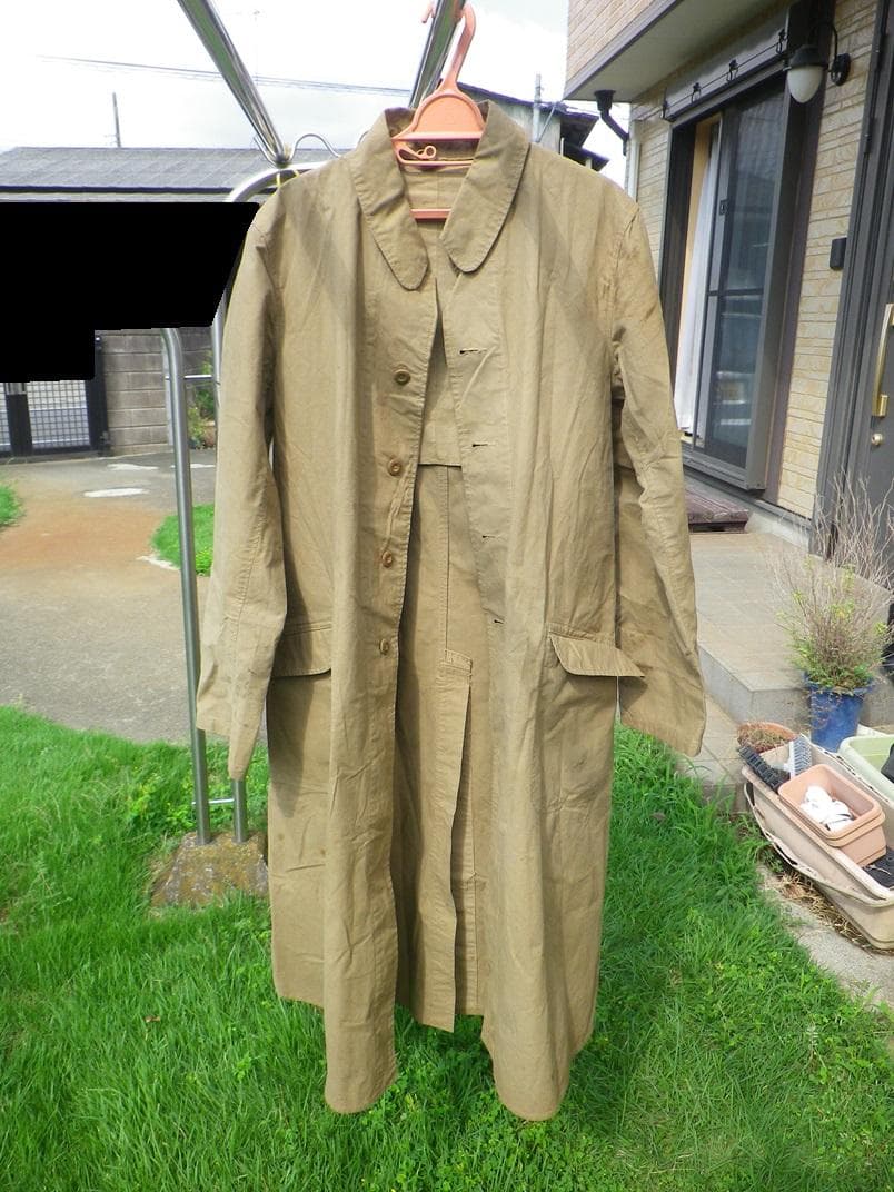 旧日本陸軍　軍服　三式雨衣　大号　フード付き　当時物　【管番346】