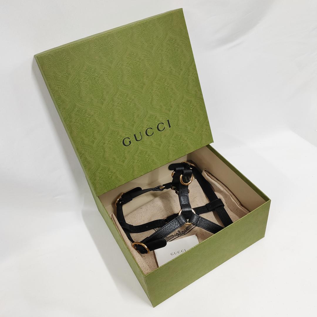 ○★新品 未使用 Gucci オメトリックG ペット ハーネス ブラックレザー