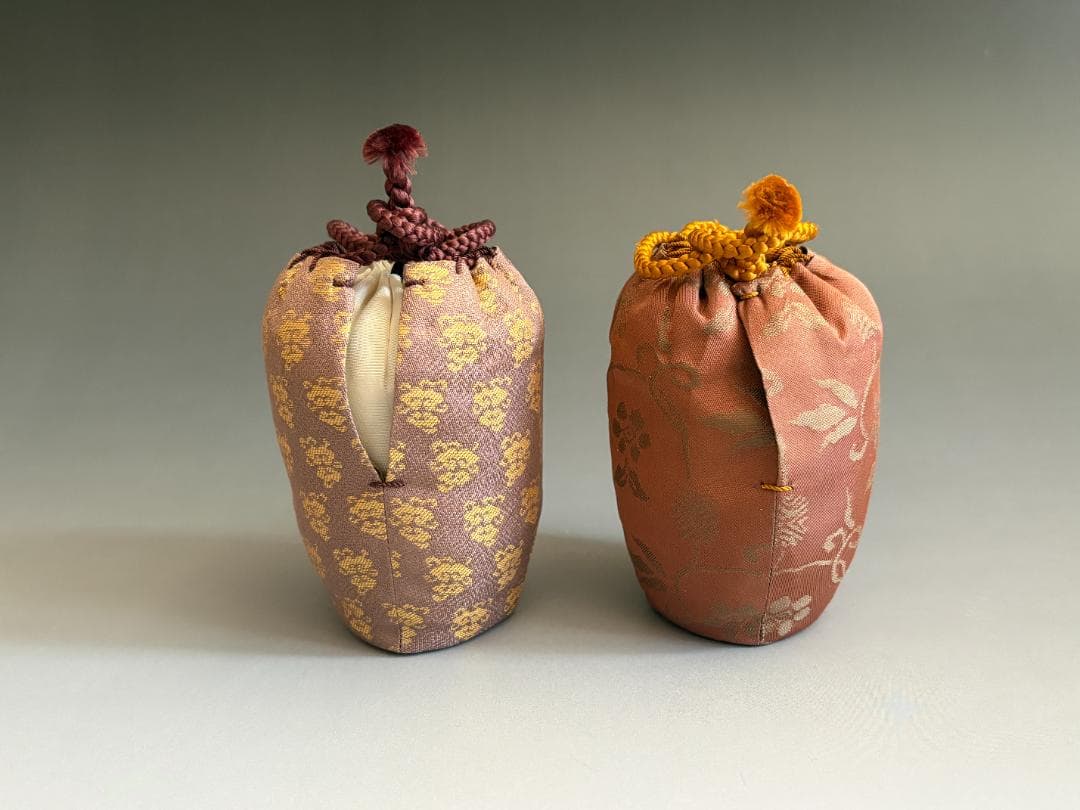 松林豊斎　朝日焼　鹿背肩衝茶入　眼鏡仕服　茶道具