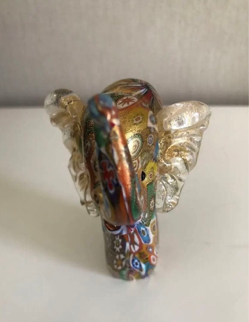 【レア 新品】ベネチアングラス ムラーノ 縁起物の象 (金彩)置物