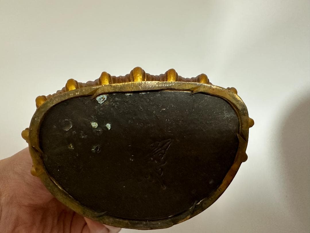 仏教美術 釈迦牟尼坐仏 細工彫刻 仏像 高21㎝ 銅製 銅塗金 旧物 銅仏像