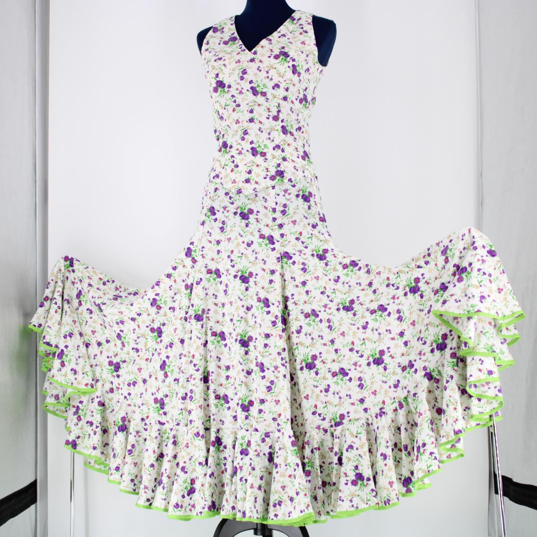 【美品 フラメンコ衣装】ホワイト＆花柄 Naomi Collection セット